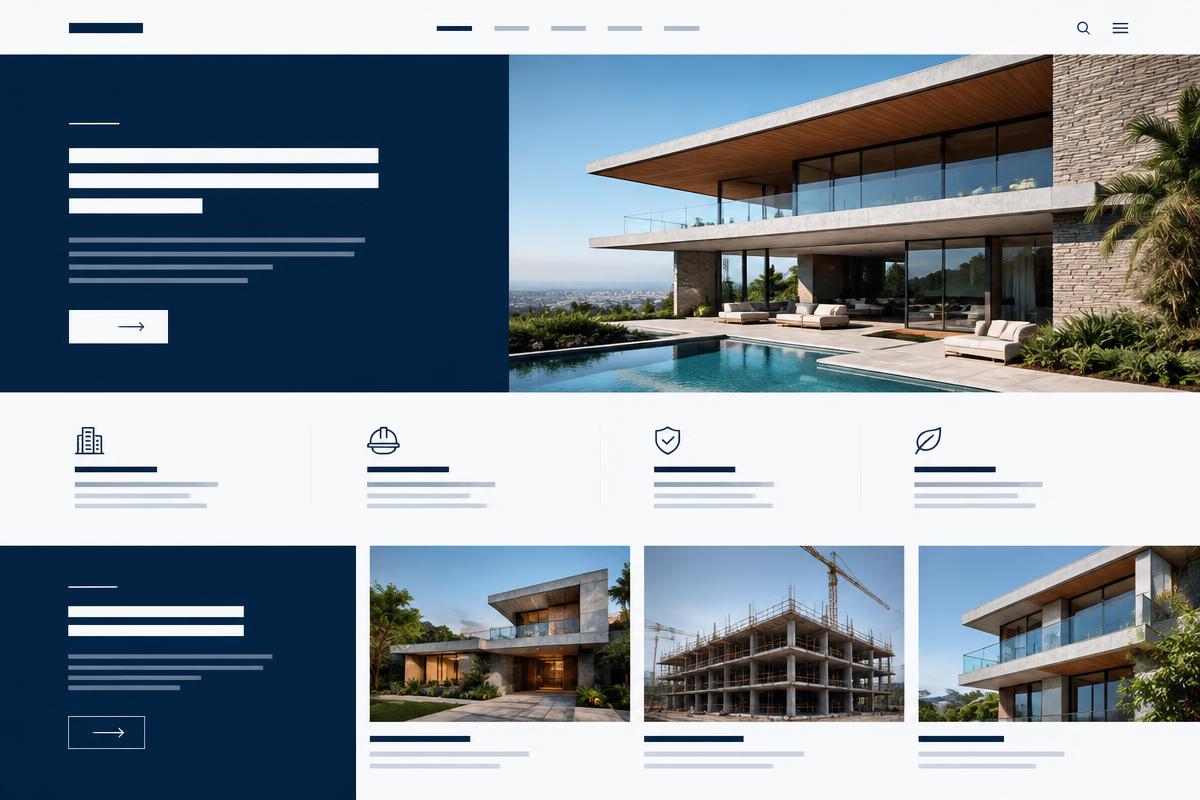 Exemplo de site profissional exibido em desktop